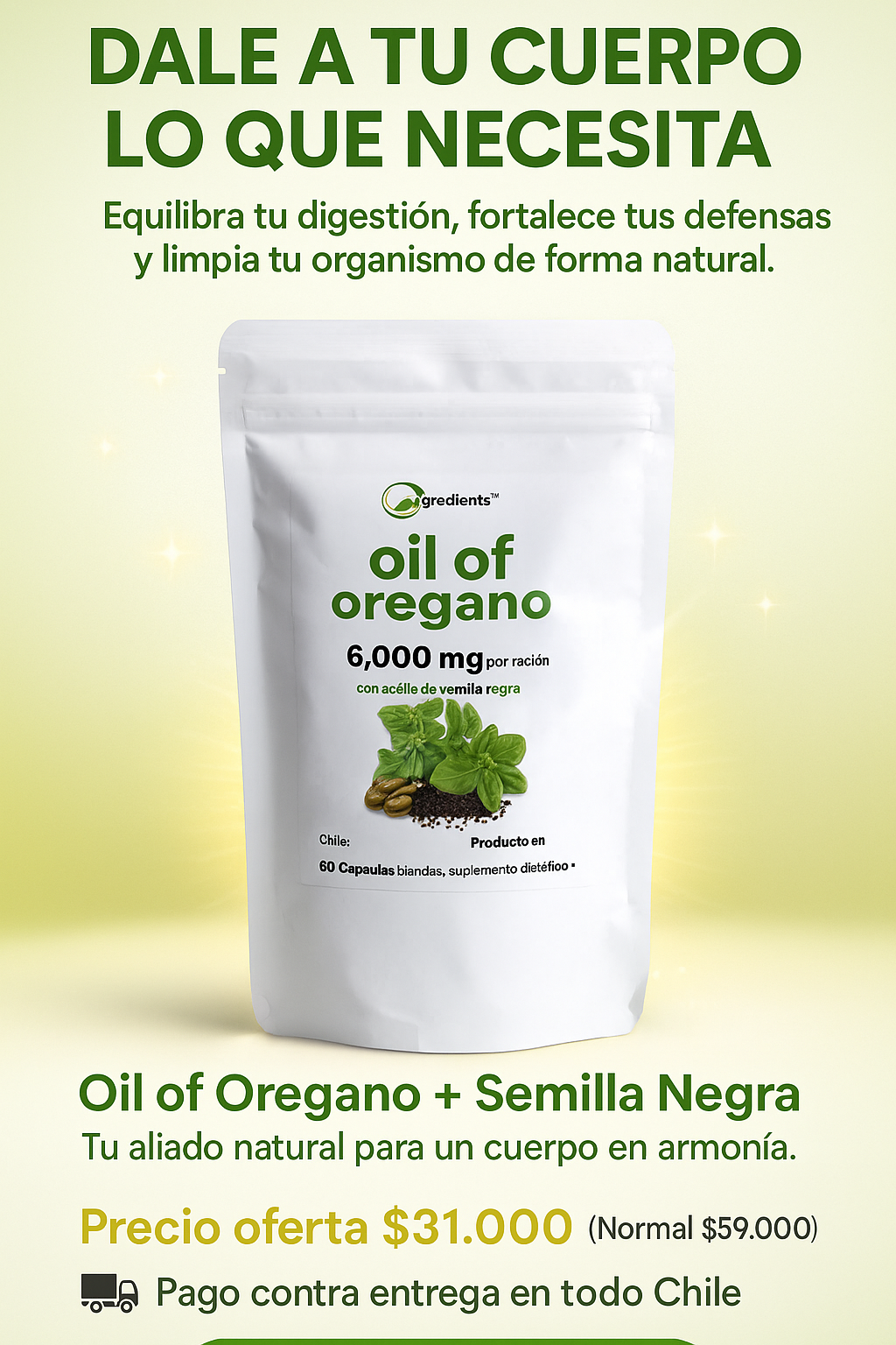 Aceite De Oregano 6000 Mg (60 cápsulas)
