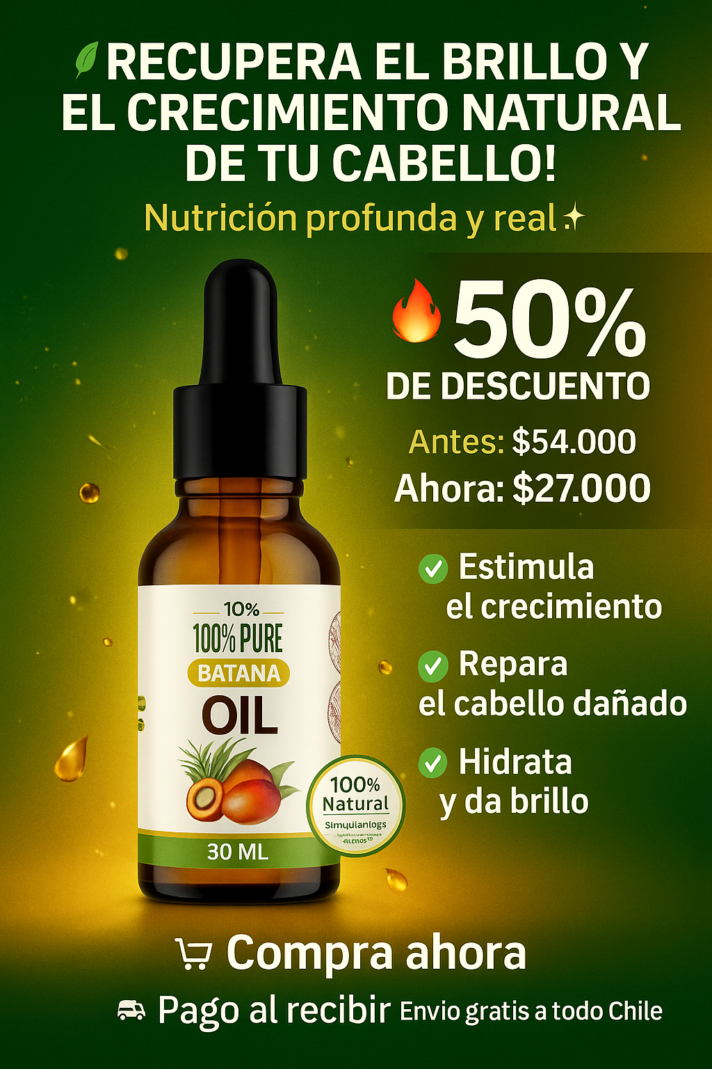ACEITE BATANA + ROMERO 30 ML / FORTALECE Y ESTIMULA EL CRECIMIENTO NATURAL DEL CABELLO