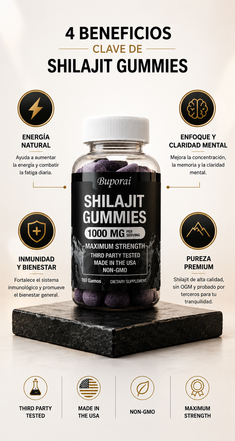 Shilajit Gomitas – Vitalidad Natural para tu Día (60 Gomitas)