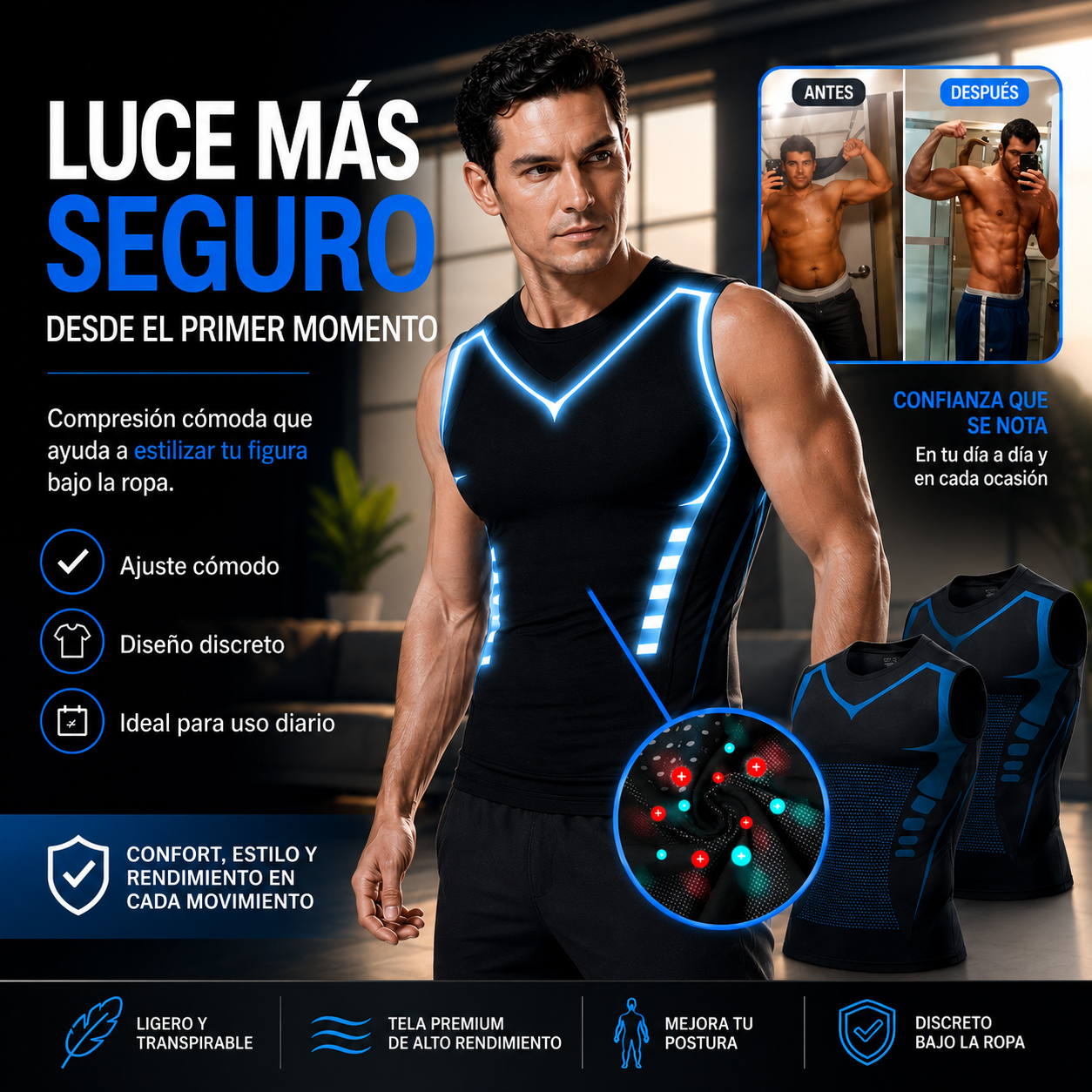 Faja Chaleco Ionico Reductor Hombre