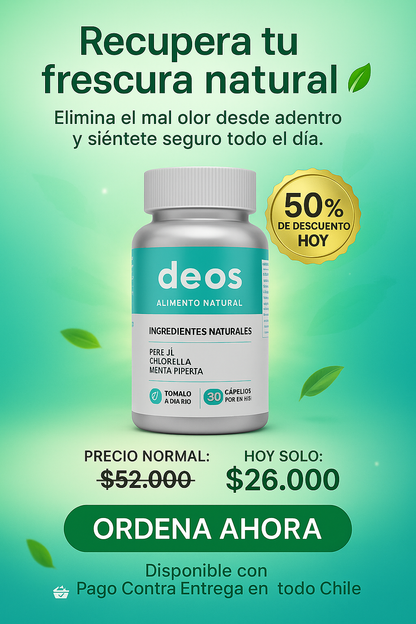 Desodorante Interno DEOS Elimina el mal olor de raíz naturalmente