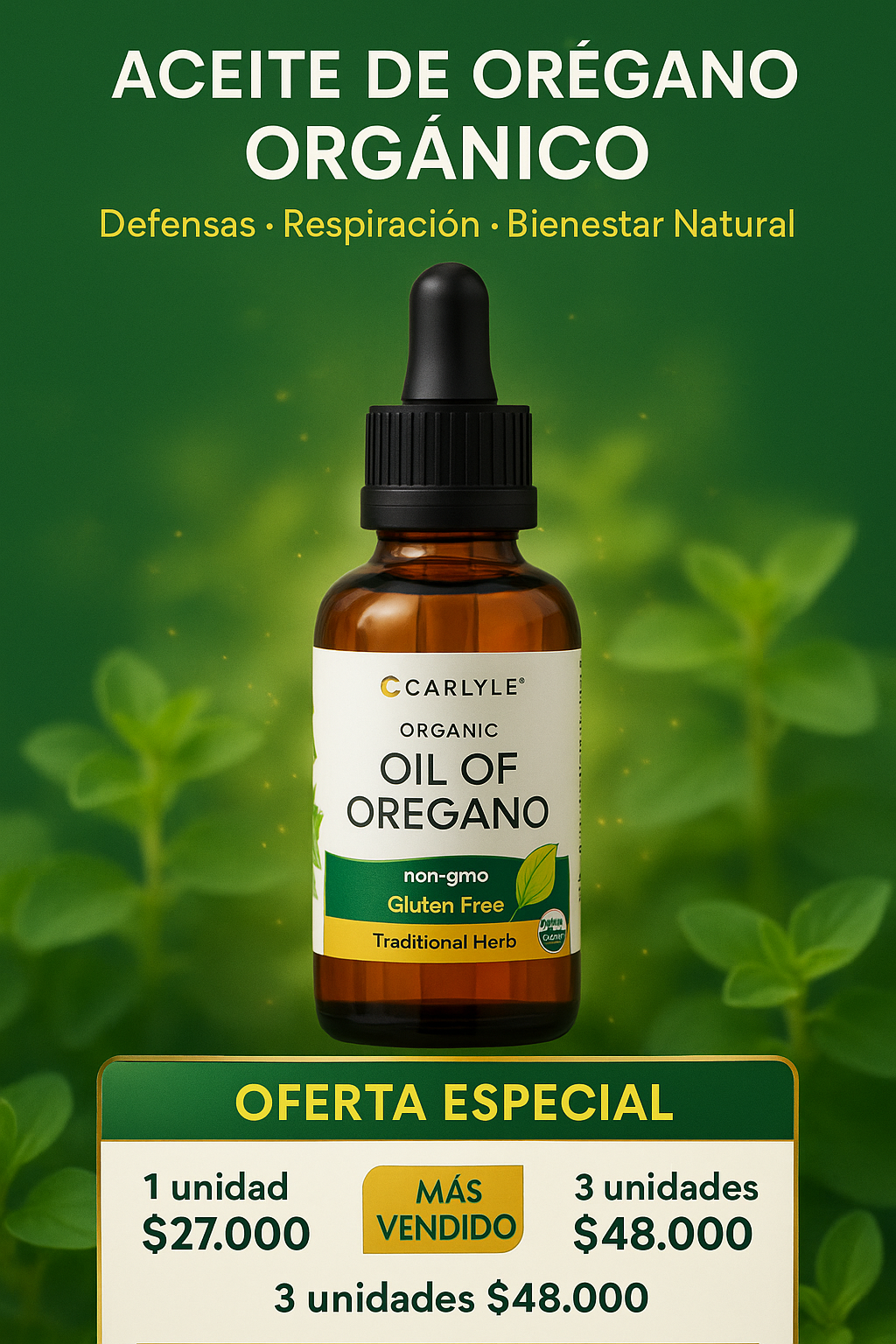 ACEITE DE ORGÁNICO DE ORÉGANO - 100% Puro - Fórmula Premium 🍀