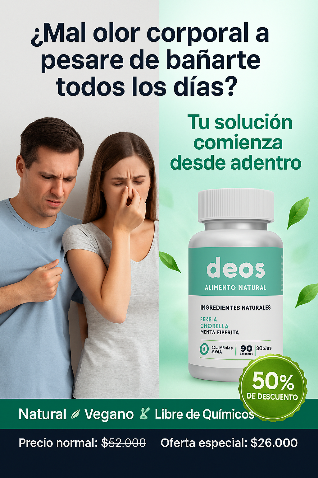 Desodorante Interno DEOS Elimina el mal olor de raíz naturalmente