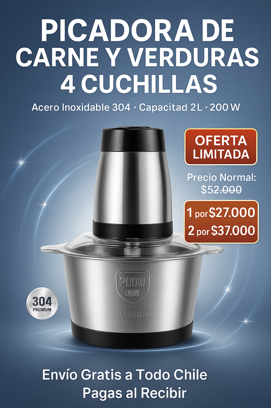 Picadora De Carne Y Verduras De 4 Cuchillas